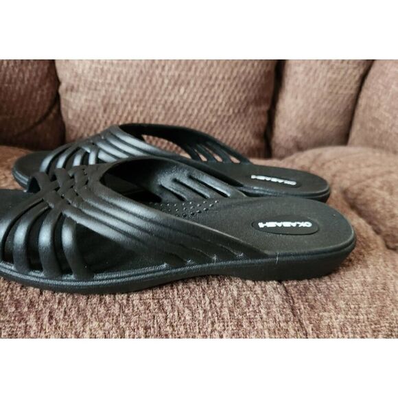 NWOT Okabashi Orthopedic womens Flip Flop Black Rubber Sandals Size M 6.5/7.5 - Picture 2 of 6